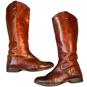 Frye Women's Size 9 Melissa Button Tall Riding Boot Mahogany Brown